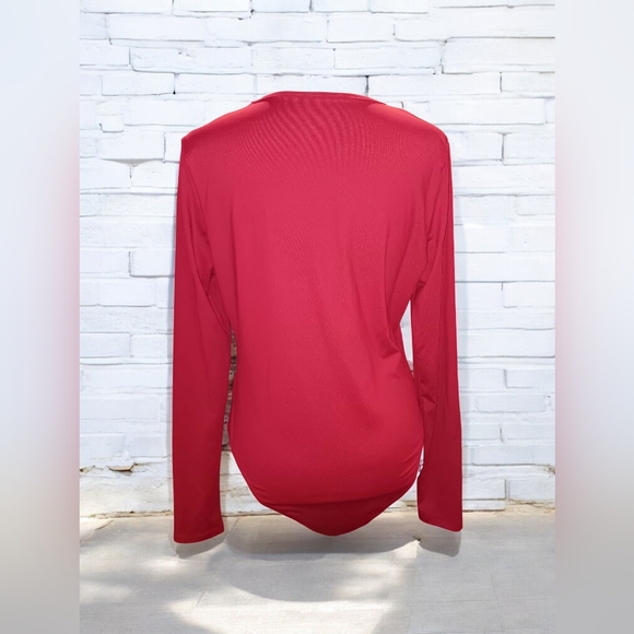 SHEIN Deep V-Neck Red Bodysuit - Picture 2 of 2